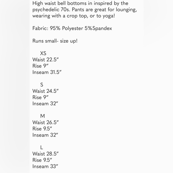 Daisy del soo high waist leggings flare bell bottoms 70’s vibe HAMSA boho chic - Picture 7 of 8